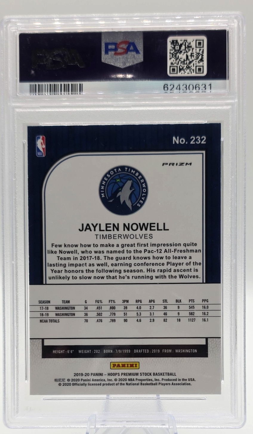 2019 NBA Hoops Premium Stock Pulsar #232 Jaylen Nowell RC Rookie PSA 10 view 2