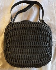 Vintage Basket Purse Woven Wicker Handbag 50  s 60  s lined wicker purse
