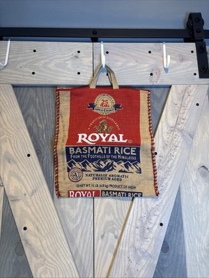 Royal Basmati EMPTY Rice Bag ONLY 15lb Burlap Sack Handle Red Zipper Heavy Duty 