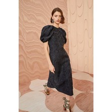 Ulla Johnson Amandine noir puff sleeve black midi dress size 2