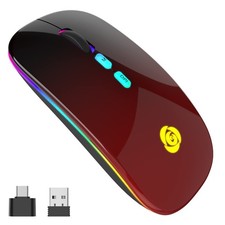 LED Wireless Mouse, Bluetooth Mouse 2.4GHz Instant Connection,Rechargeable U...