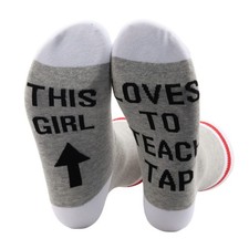 PWHAOO 1 Pair Dance Teacher Socks Loves To Teach Tap Socks Tap Dance Teacher ...