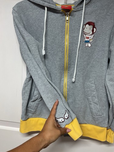 Japanese Banana Chippy A Jolly Monkey Gray Hoodie jacket size medium kawaii - Picture 7 of 15