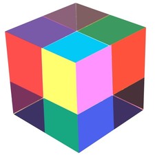 CMY Mixing Color Cube, 80mm 3.15 inch Acrylic 1pc 8cm, Multicolor