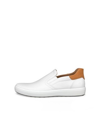 ECCO Men's Soft 7 Easy Slip On Sneaker White Leather Lion EU 44
