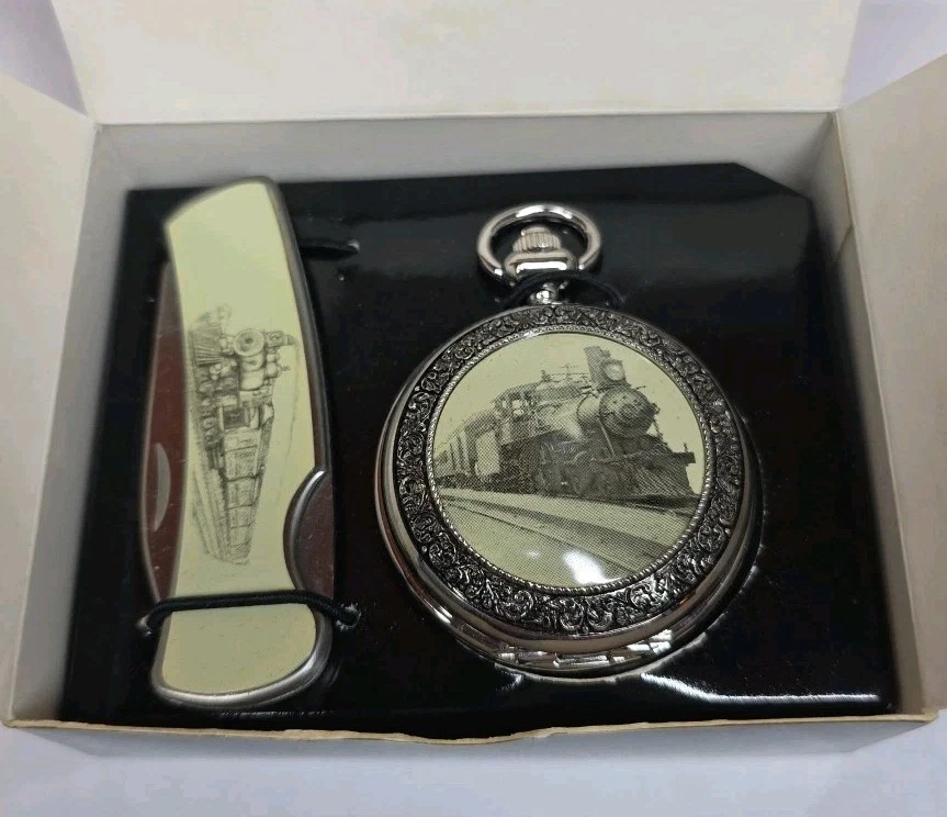 Avon Train Locomotive Pocket Watch & Knife 2006 With papers New - Image 4 of 4