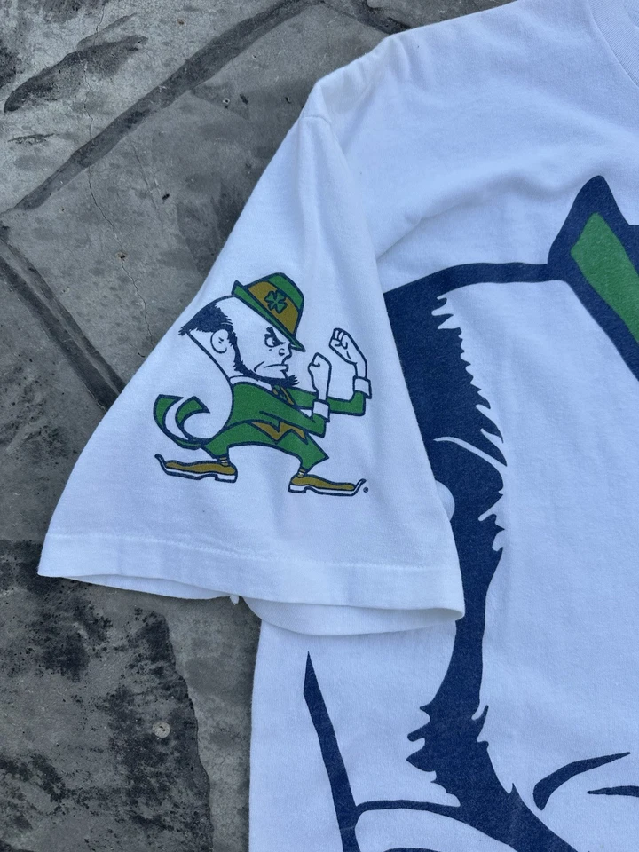 Camiseta Irlandesa Luchadora Notre Dame Estampado Gigante Vintage Starter Años 90 Rara XL Foto 4 de 4