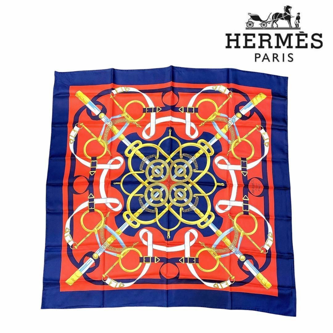 Hermes Scarf 90 Golden Spur Pellier Silk Twill 4217 Carre