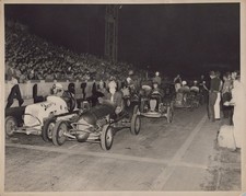 Freeport Stadium NY midget start grid packed crowd 1950s - Himes Estate Photo