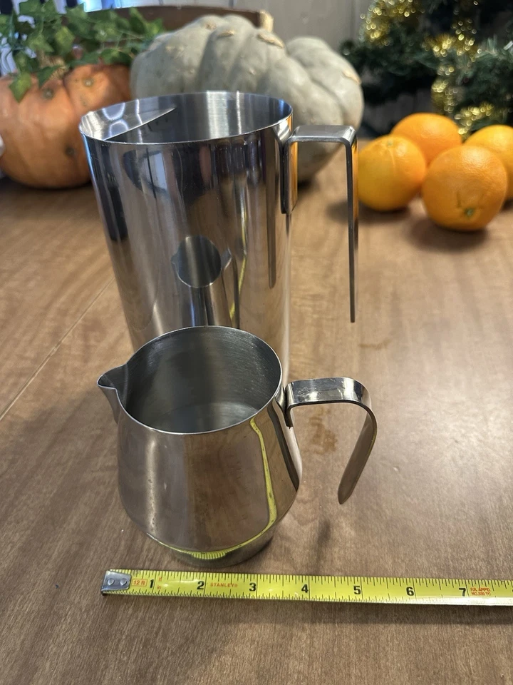 Juego de jarra y crema vintage de acero inoxidable WESSCO 73P1015 aerolínea hospitalidad Foto 2 de 4