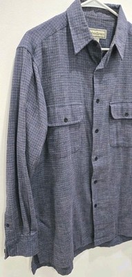 Vintage Mountain Express Mens Flannel Button Down Shirt Sz M Blue Soft