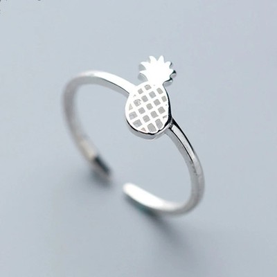 Copper Pineapple Ring Adjustable Open Style Silver Tone Jewelry For Women Gift