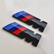 2 Stk. BMW M Embleme Logo Aufkleber Schwarz Glanz Kotfl�gel 45 x 15MM
