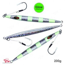 3pcs 200g Glow Silver Streaker High Pitch Speed Deep Drop Jig Tuna Striper Lure