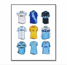 Maglia Calcio Lazio, Poster Calcio Lazio, Maglia Kit Calcio Retro, Stampa A4