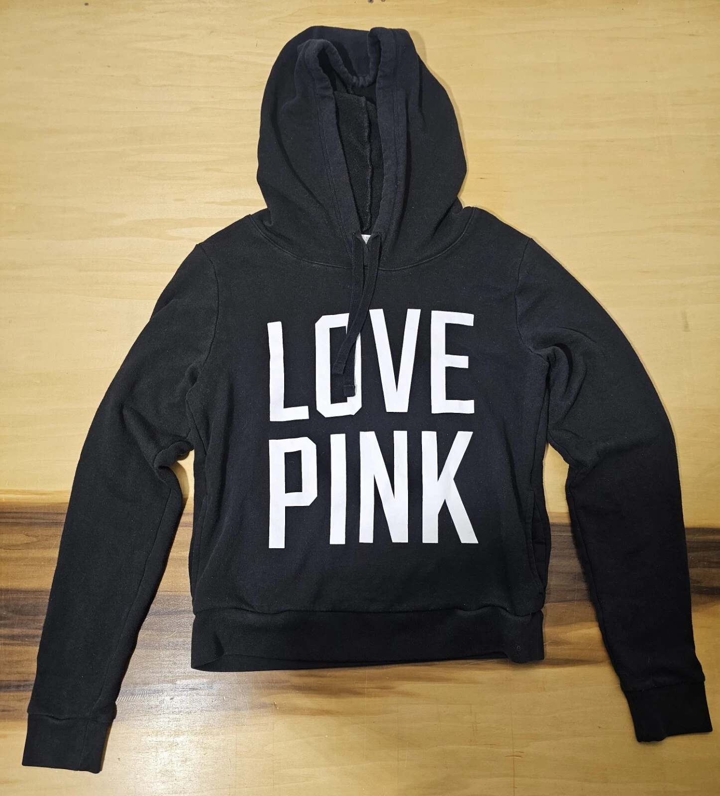 UNDERCOVER Victoria’s Secret Pullover Rosa Felpa con Cappuccio e Tasche Nero Donna Med