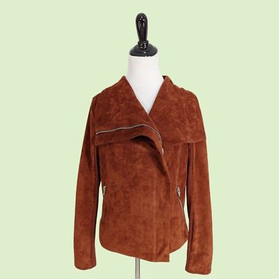 SL8 by Blank NYC Women's  Rust Brown Faux Suede Leather Moto Jacket M