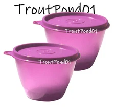 TUPPERWARE Refrigerator Bowls 14 oz Purple Leftovers Nesting Stacking Set 2