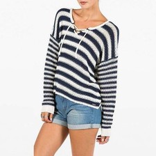 NWT WOMENS ELEMENT MARQUEE PULLOVER SWEATER 65 M navy cream v neckline