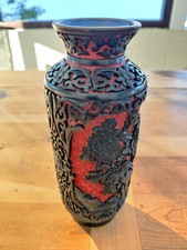 Vintage Chinesische Zinnober Vase