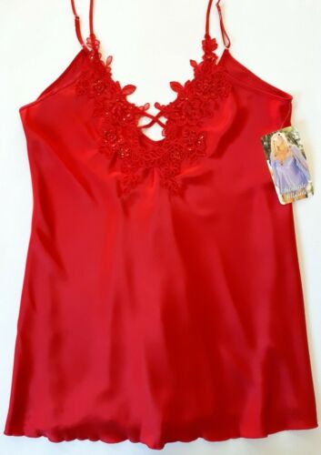 Shirley of Hollywood Red Satin Chemise Sizes 18 20 Designer Lingerie Nightwear - Picture 1 of 13