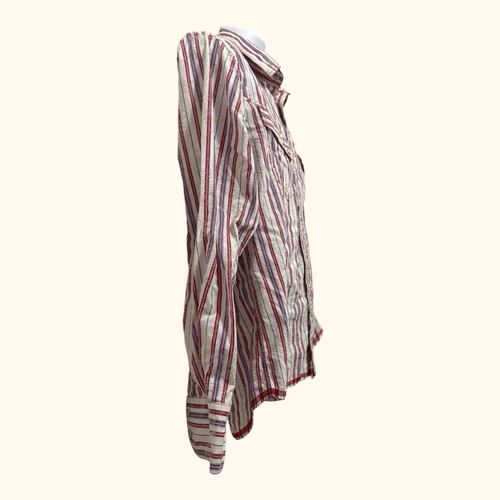 Georg Roth Mens Flip Cuff Contrast Pink Striped Pearl Snap Western Shirt Size L - Picture 3 of 12