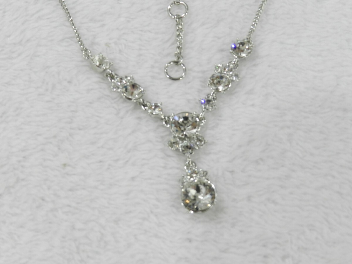 Givenchy Silver-Tone Crystal Lariat Necklace, 16