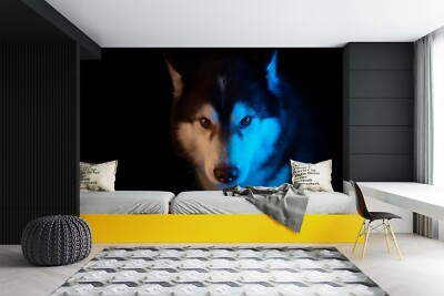3D Blue Wolf ZHUA89 Wallpaper Wall Murals Removable Self-adhesive Zoe
