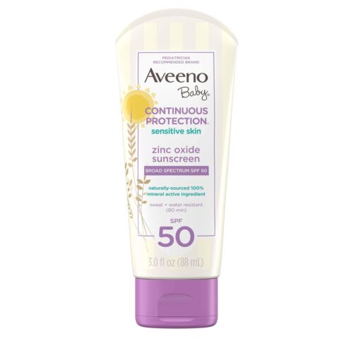Aveeno Baby Continuous Protection Zinc Oxide Mineral Sunscreen Lotion For Sensit