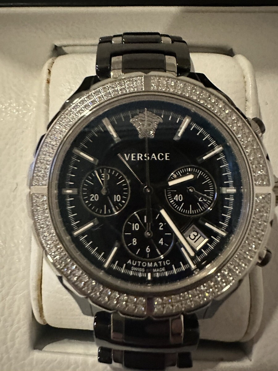 VERSACE CHRONOGRAPH w/VERSACE DIAMONDS Black Ceramic Box VERSACE CHRONOGRAPH w/VERSACE DIAMONDS Black Ceramic Box