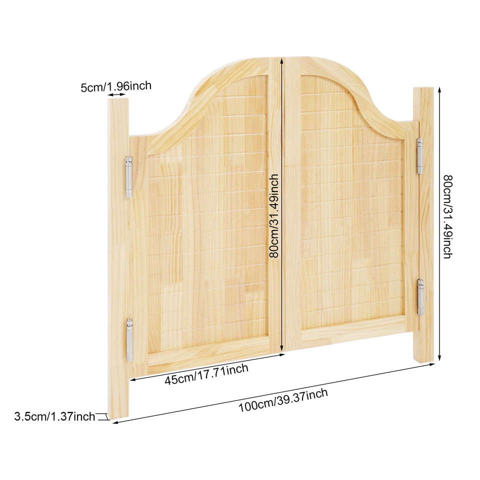 Puerta batiente de madera montada en la pared doble media puerta de café salón bar con bisagra de metal Foto 4 de 4