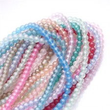 2 Strd Candy Color Glass Frosted Transparent Beads Round Spacer 8mm 100pcs/Strd