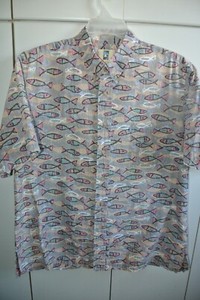 Kahala Mens XL Modern Hawaiian School of Fish on Reverse Gray/Nice