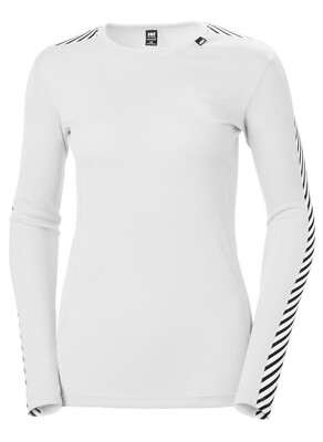 Helly Hansen LIFA Crew Long-Sleeve T-Shirt Baselayer White Blue Striped Womens L