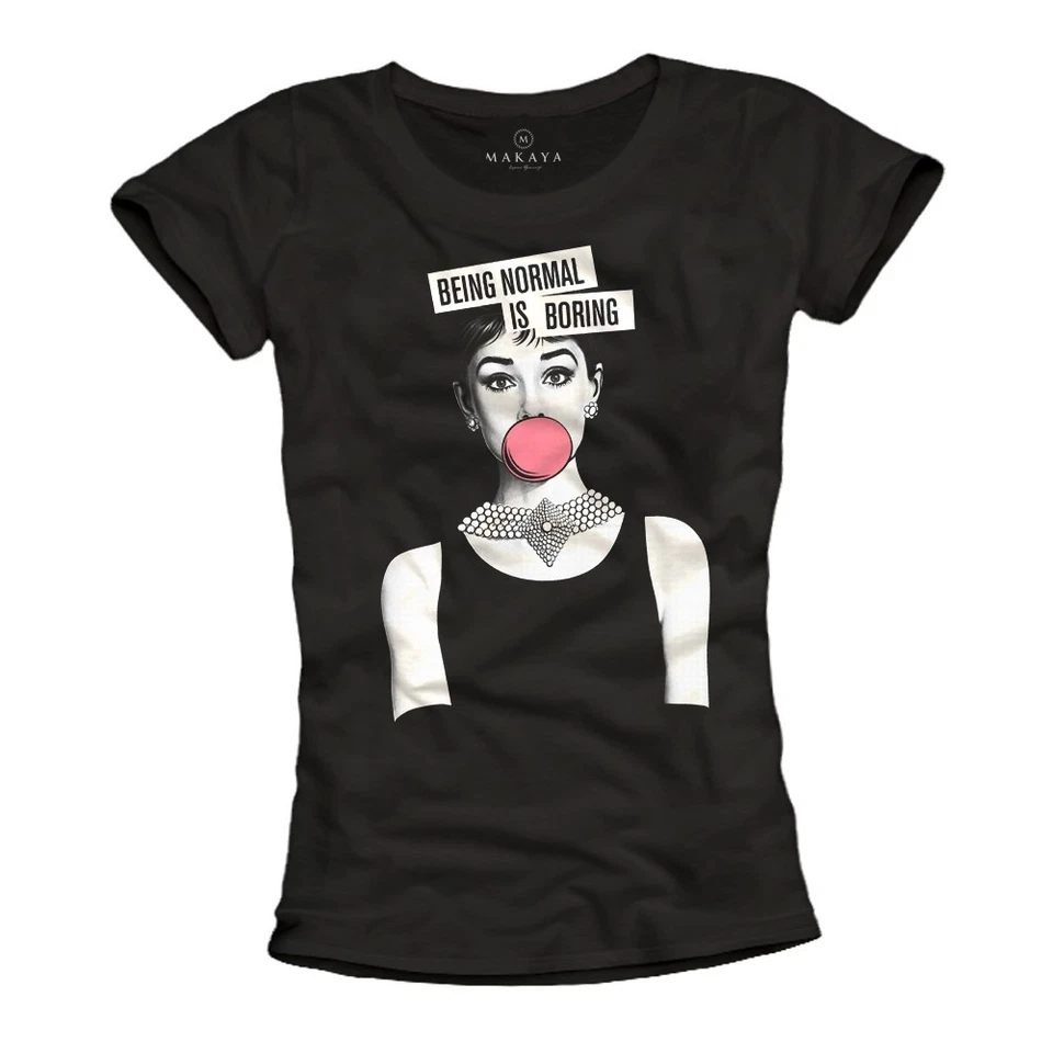 Damen T-Shirt Audrey lustige Sprüche Shirt schwarz Hepburn Top witzige geschenke - Bild 1 von 1