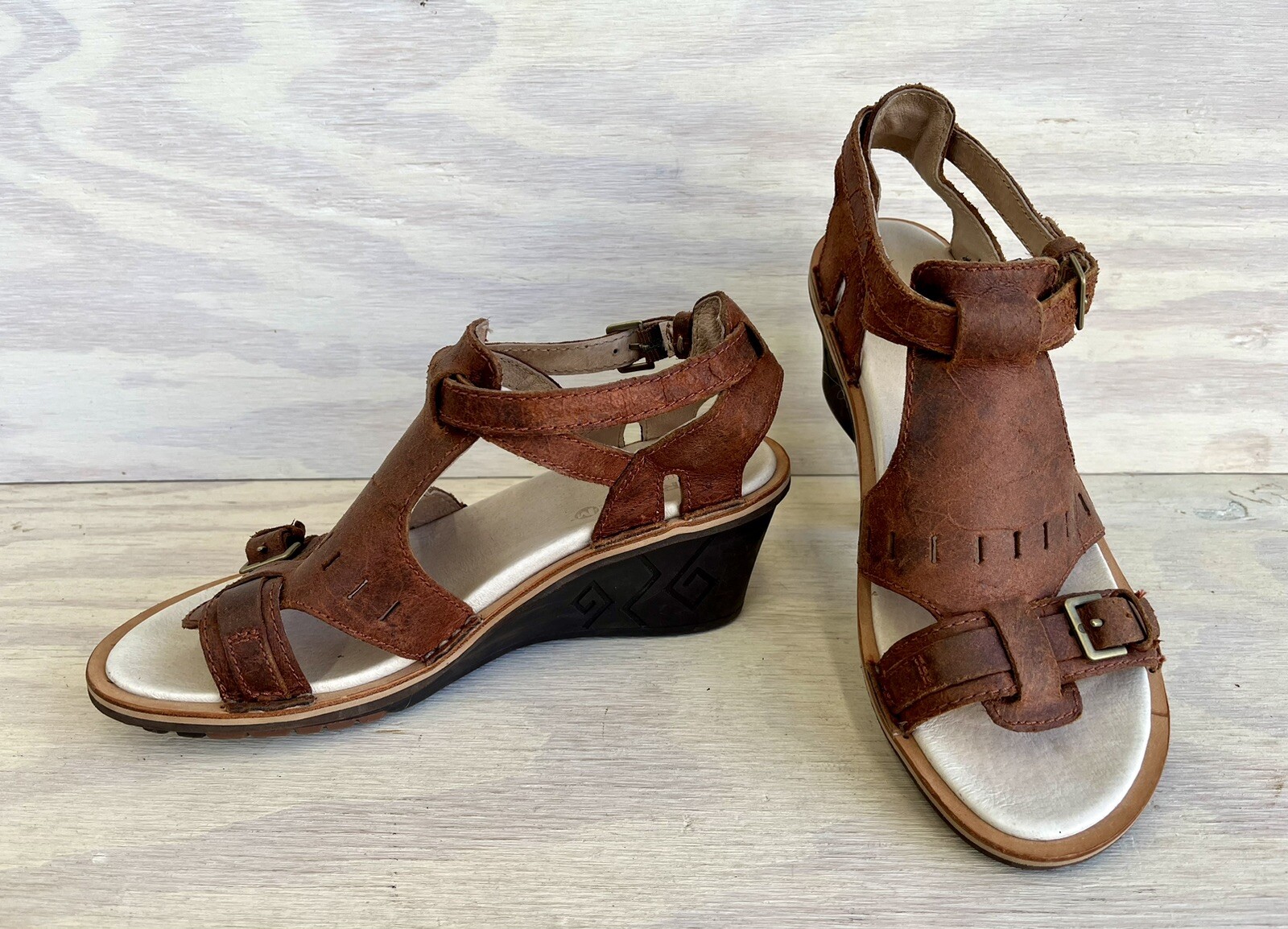 Merrell Sirah sandali donna marmorizzati marroni rustici mantello tacco 2 5'' taglia 10