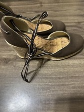 Tommy Hilfiger Alpargata Náutica Con Cordones Cuñas Talla 9 ¡En Buen Estado!