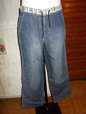Vintage Pantalon jeans ample coton/lin Donaldson 40/42 brodé Mickey Disney