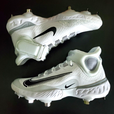 Nike Alpha Huarache Elite 4 Mid White Grey Baseball Cleats  display picture 1