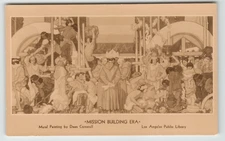 Postcard Mission Building Era Mural Painting in Los Angeles, CA.