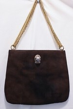 1970 Ruth Saltz Suede Double Chain Shoulder Handbag Purse