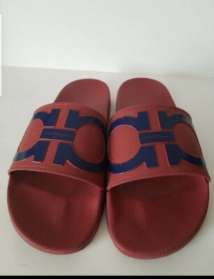 Salvatore ferragamo Grove Logo Spa Men's Slide Red Blue size US