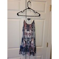 Women Lulus Tassel Ikat Boho Let's Shine Blue Print Shift Dress size Small