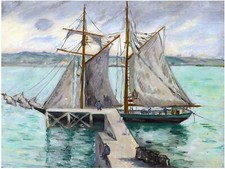 Ship H. Manguin Boat Sea Tile Mural Kitchen Bathroom Backsplash Marble Ceramic