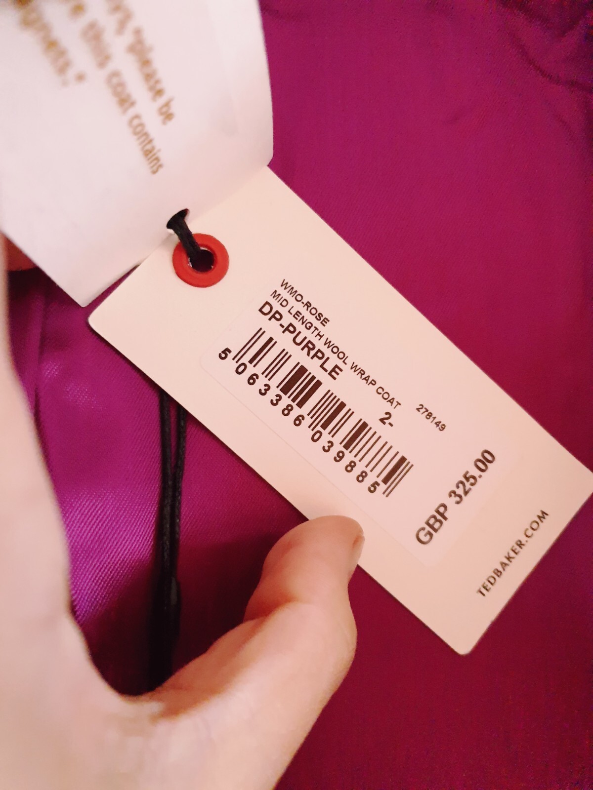 BNWT Ted Baker ROSE Purple Pink Wool Cashmere Belted Wrap Coat UK 10 TB 2 £325 image 10