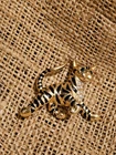 Vintage Gold Tone Black Enamel Eisenberg Ice Cat Pin Brooch Signed Green eyes