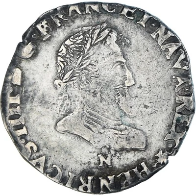 Monnaie, France, Henri IV, 1/2 Franc, 1602, Montpellier, Rare, TB+, Argent - Photo 1/2