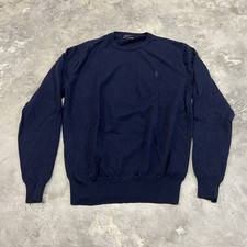 Polo Ralph Lauren Navy Blue Washable Merino Wool Lightweight Sweater Size Medium