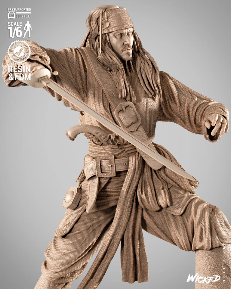 Escultura de Jack Sparrow impresa en 3D Fan Art de Wicked3d Foto 2 de 4