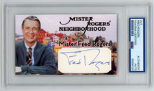Mister Fred Rogers Signed Cut Custom Neighborhood 3x5 Card PSA DNA Slabbed AUTO
